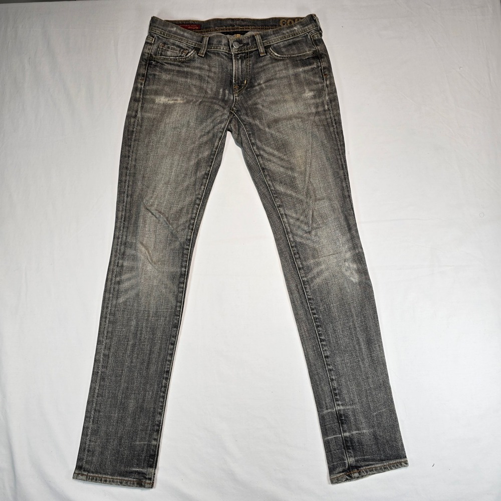 Citizens of Humanity Skinny Leg Jeans Faded Black Grey Red Embroidery 236-088 27